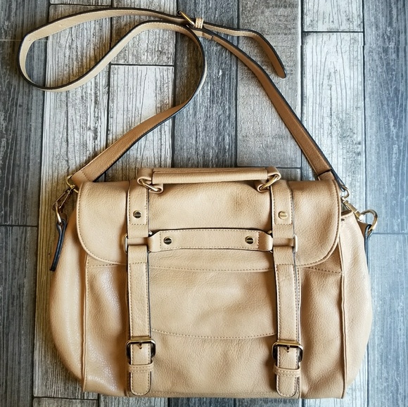 Sole Society Handbags - SOLE SOCIETY tan satchel flap bag
